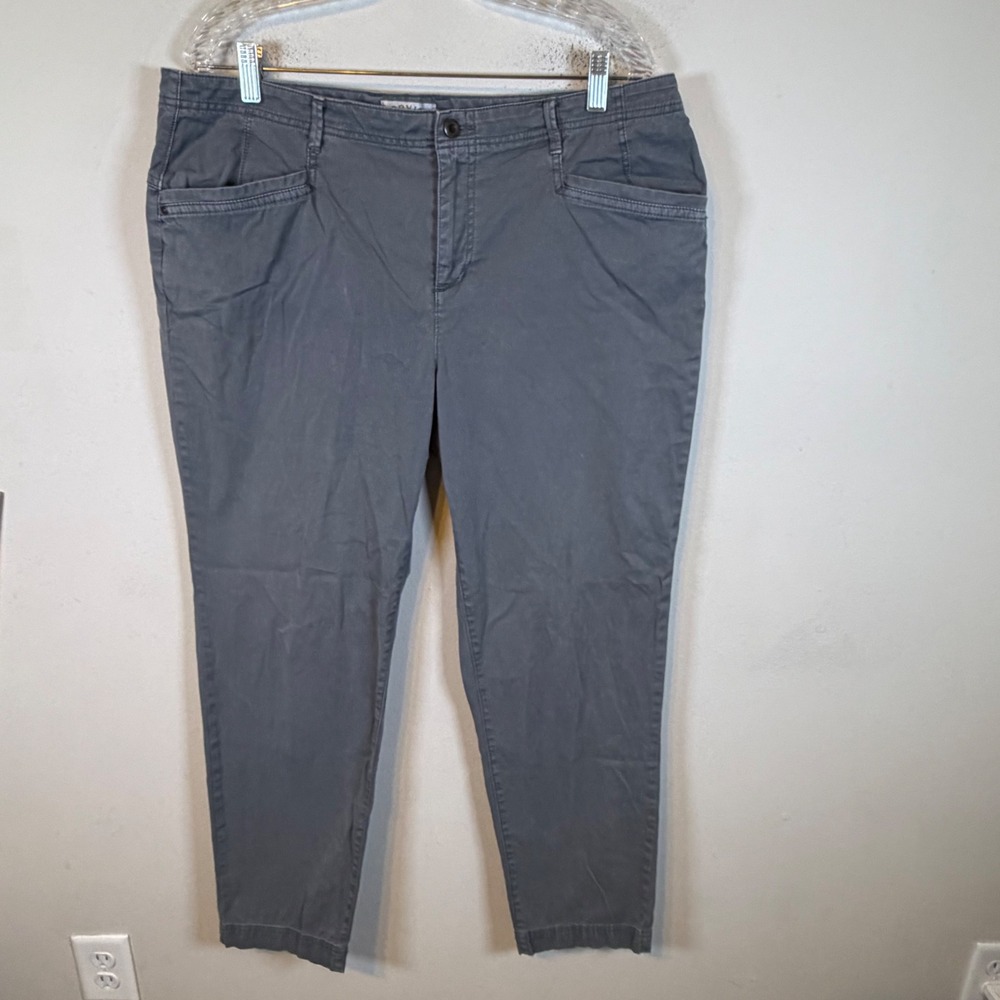 Orvis Womens Tapered Leg Stretch Cotton Chino Pants Gray Size 16